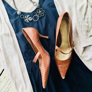 Nine West Faux Snake Skin Mary Jane Pumps